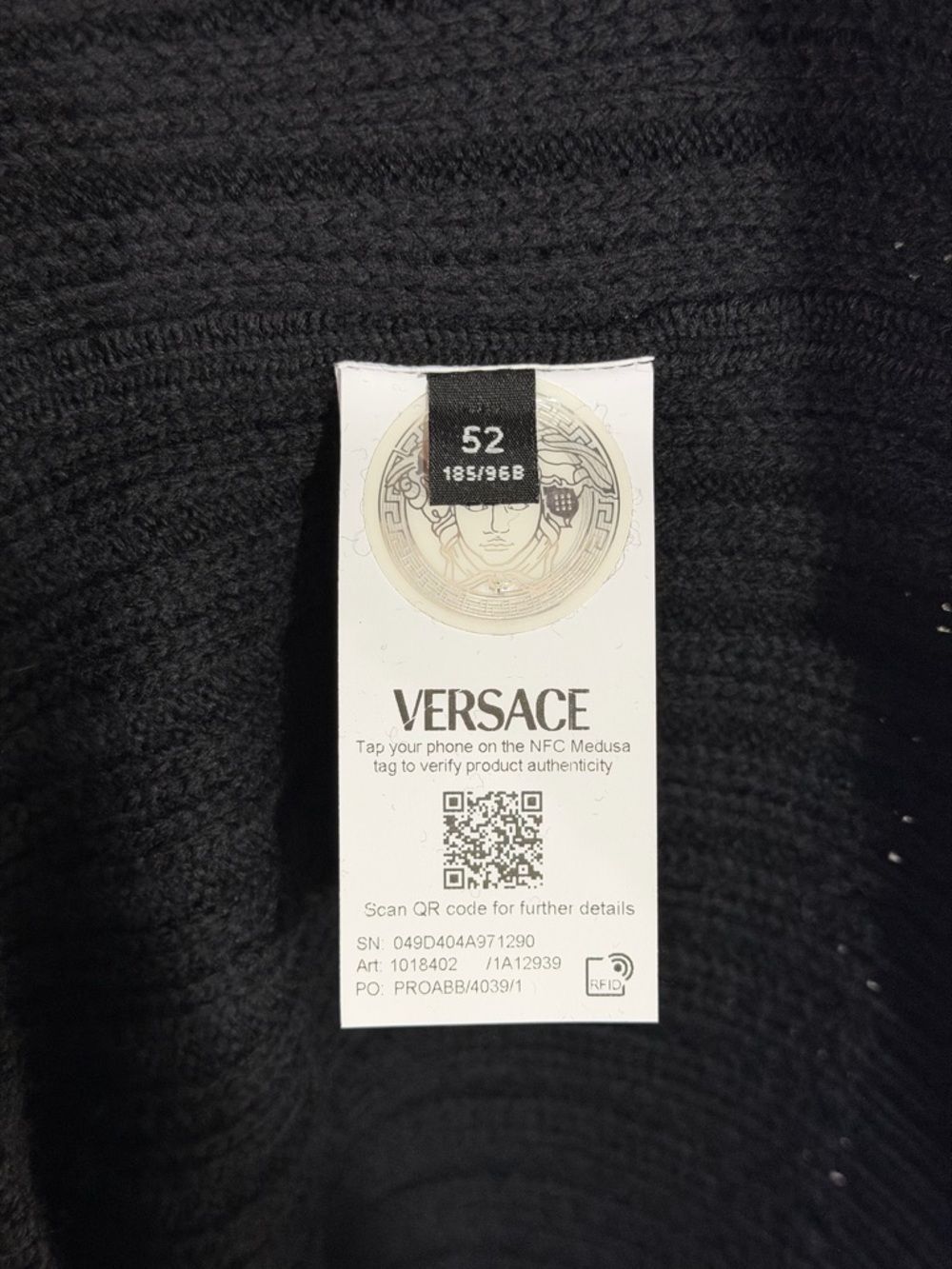 Versace Black Medusa Embroidered Wool Sweater Size 52 XL Crewneck Knit NEW - Picture 5 of 6